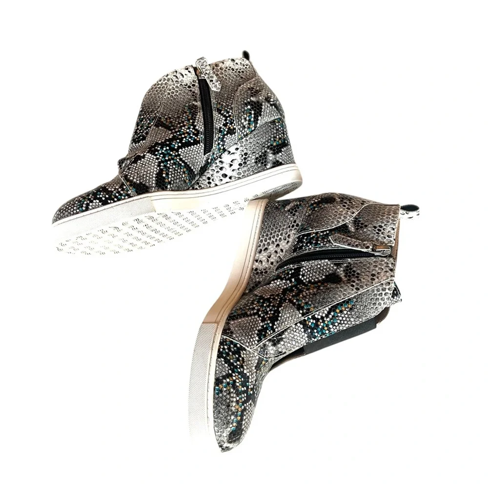 Linea Paolo Snake Skin Print Wedge Sneakers